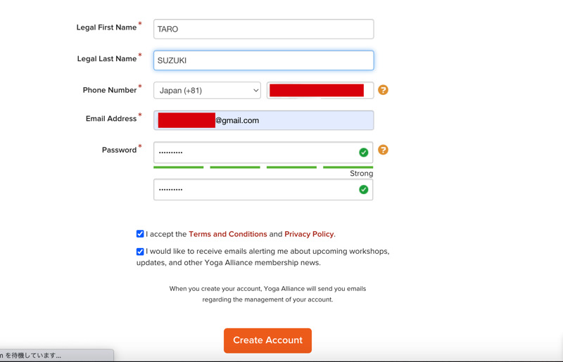 ヨガアライアンス登録方法8