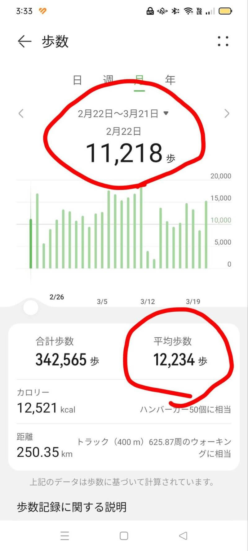 キムチ納豆ダイエット歩数記録