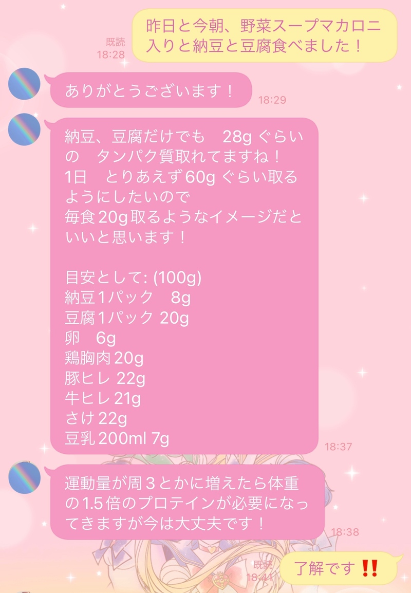 LINEでトレーナーに食事内容を報告